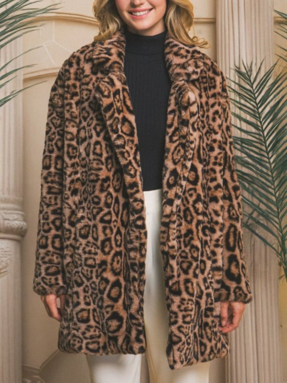 Midi Leopard Faux Fur Jacket